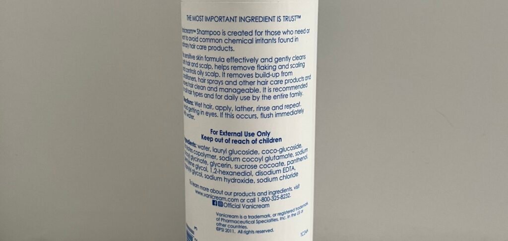 vanicream label